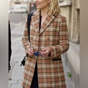 Tory Burch Double Breasted Plaid Coat